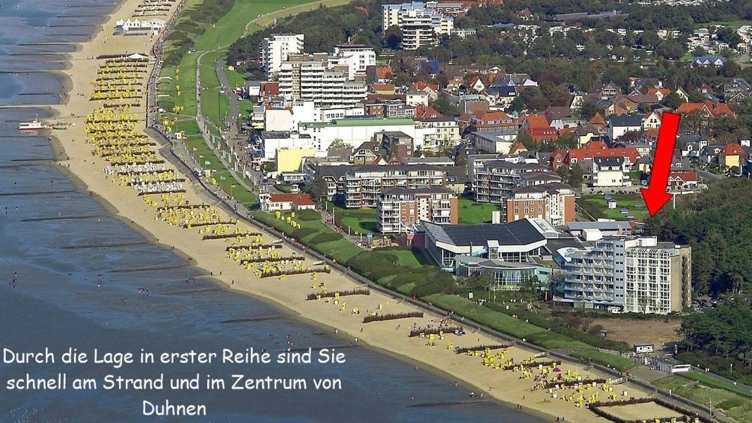 Apartment 103 im Haus Seehütte direkt am Strand in Cuxhaven Duhnen mit Seesicht in der Ferne Exterior foto
